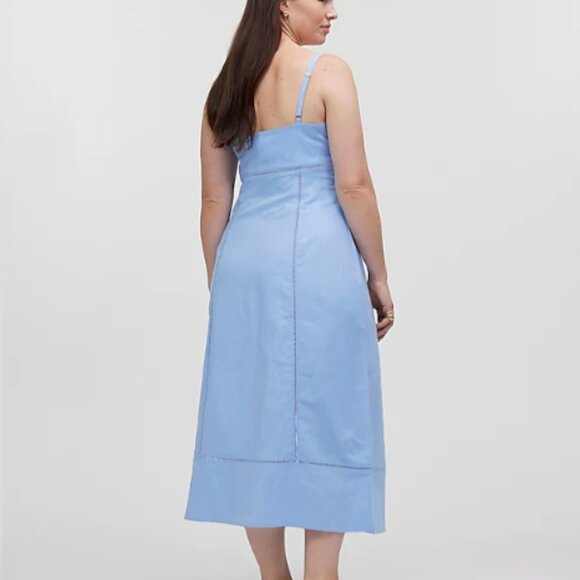 NEW Madewell powder blue Sweetheart Midi Dress in Linen-Cotton Blend NP116 - Picture 2 of 10